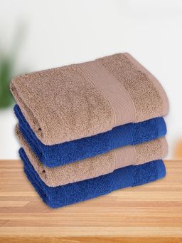 Haus & Kinder - 100% Cotton Harmony Combed Hand Towel- Cobalt, Almond (Pack of 4)