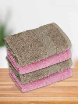 Haus & Kinder - 100% Cotton Harmony Combed Hand Towel- Cameo Pink, Taupe (Pack of 4)