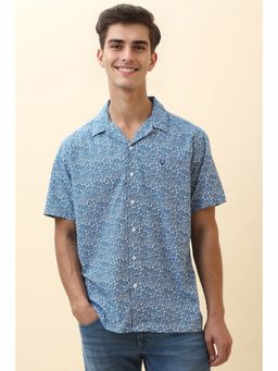 Allen Solly - Men Blue Printed Half Sleeves Casual Shirt
