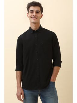Allen Solly - Men Black Solid Full Sleeves Casual Shirt