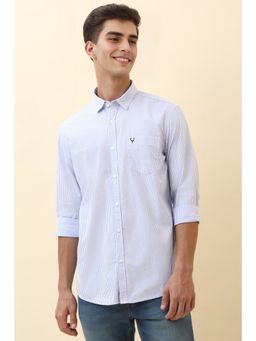 Allen Solly - Men Light Blue Stripe Full Sleeves Casual Shirt
