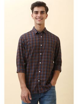 Allen Solly - Men Brown Checks Full Sleeves Casual Shirt