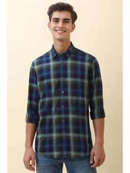 Allen Solly - Men Blue Checks Full Sleeves Casual Shirt