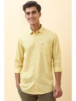 Allen Solly - Men Yellow Printed Full Sleeves Casual Shirt