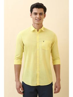 Allen Solly - Men Yellow Solid Full Sleeves Casual Shirt