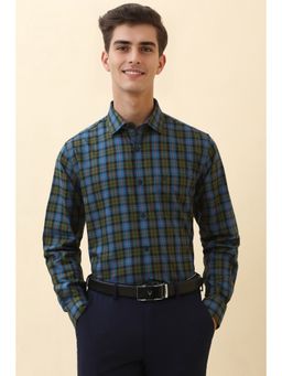 Allen Solly - Men Olive Checks Full Sleeves Formal Shirt