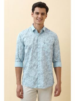 Allen Solly - Men Light Blue Printed Full Sleeves Casual Shirt