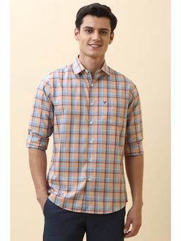 Allen Solly - Men Peach Checks Full Sleeves Casual Shirt