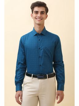 Allen Solly - Men Blue Printed Full Sleeves Formal Shirt