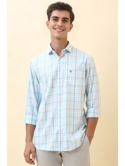 Allen Solly - Men Light Blue Checks Full Sleeves Casual Shirt