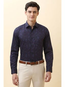 Allen Solly - Men Navy Blue Paisley Print Full Sleeves Formal Shirt