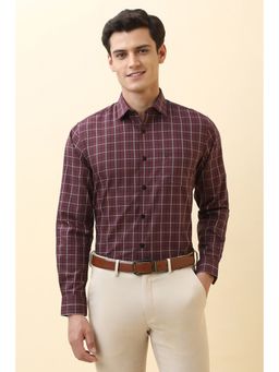 Allen Solly - Men Maroon Checks Full Sleeves Formal Shirt