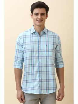 Allen Solly - Men Light Blue Checks Full Sleeves Casual Shirt