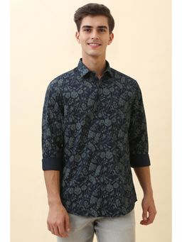 Allen Solly - Men Navy Blue Floral Print Full Sleeves Casual Shirt