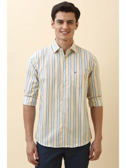Allen Solly - Men Beige Stripe Full Sleeves Casual Shirt