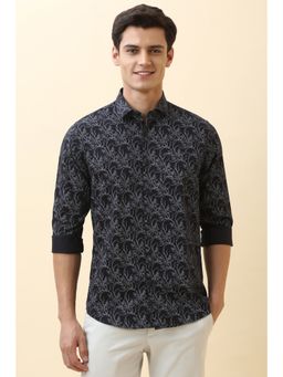 Allen Solly - Men Navy Blue Printed Full Sleeves Casual Shirt