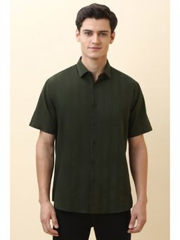 Allen Solly - Men Olive Textured Half Sleeves Casual Shirt