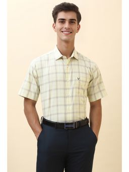 Allen Solly - Men Yellow Checks Half Sleeves Formal Shirt