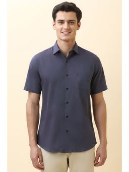 Allen Solly - Men Blue Textured Half Sleeves Casual Shirt