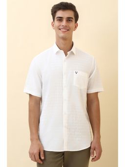 Allen Solly - Men White Textured Half Sleeves Casual Shirt