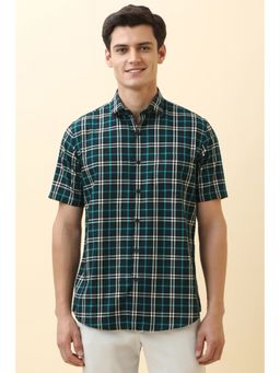 Allen Solly - Men Green Checks Half Sleeves Casual Shirt