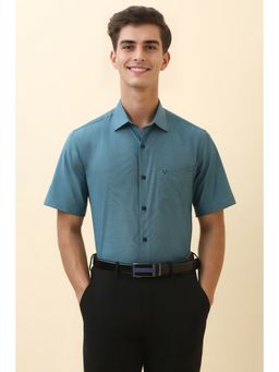 Allen Solly - Men Blue Textured Half Sleeves Formal Shirt