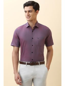 Allen Solly - Men Purple Solid Half Sleeves Formal Shirt
