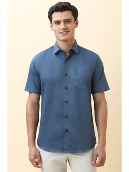 Allen Solly - Men Blue Solid Half Sleeves Casual Shirt