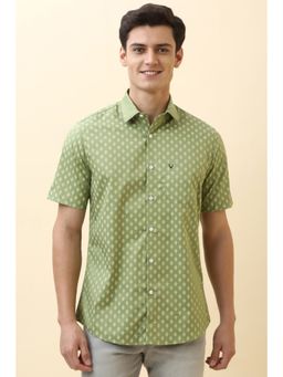 Allen Solly - Men Olive Printed Half Sleeves Casual Shirt
