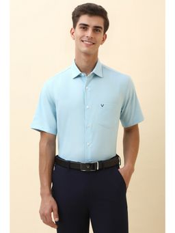 Allen Solly - Men Light Blue Solid Half Sleeves Formal Shirt