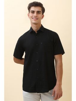 Allen Solly - Men Black Textured Half Sleeves Casual Shirt
