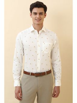 Allen Solly - Men White Printed Full Sleeves Formal Shirt