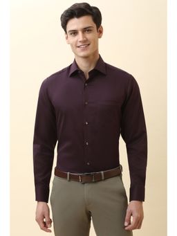 Allen Solly - Men Purple Textured Full Sleeves Formal Shirt