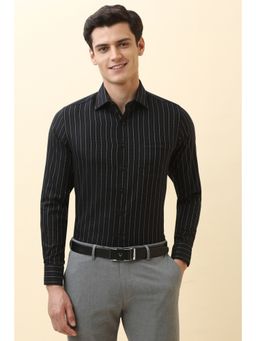 Allen Solly - Men Black Stripe Full Sleeves Formal Shirt