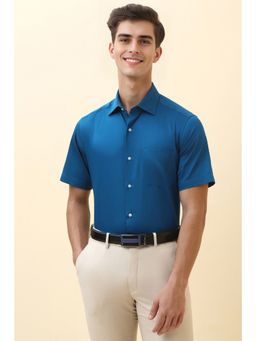 Allen Solly - Men Blue Solid Half Sleeves Formal Shirt