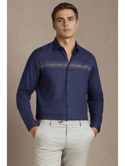 Louis Philippe - Men Blue Stripe Full Sleeves Casual Shirt