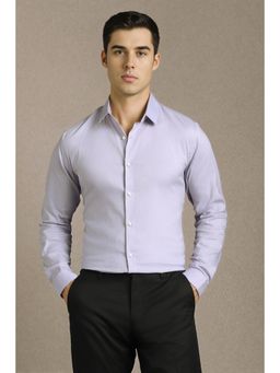 Louis Philippe - Men Lilac Textured Full Sleeves Casual Shirt