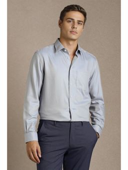 Louis Philippe - Men Grey Textured Full Sleeves Formal Shirt