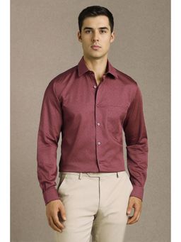 Louis Philippe - Men Maroon Printed Full Sleeves Formal Shirt