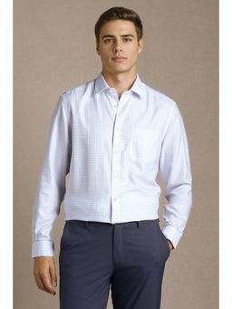Louis Philippe - Men White Checks Full Sleeves Formal Shirt