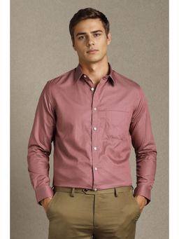 Louis Philippe - Men Pink Solid Full Sleeves Formal Shirt