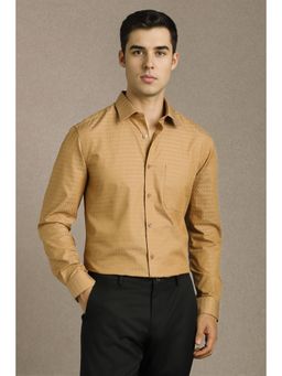 Louis Philippe - Men Khaki Textured Full Sleeves Formal Shirt