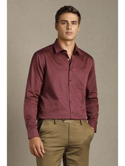 Louis Philippe - Men Maroon Printed Full Sleeves Formal Shirt