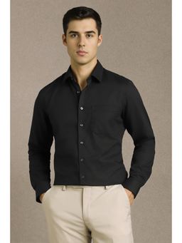 Louis Philippe - Men Black Solid Full Sleeves Formal Shirt