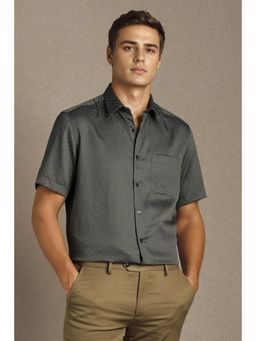 Louis Philippe - Men Green Printed Half Sleeves Formal Shirt