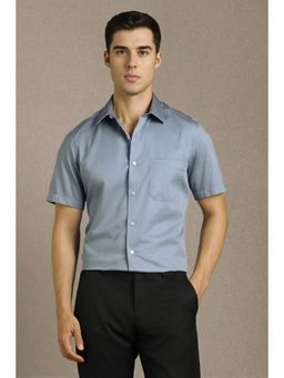 Louis Philippe - Men Light Blue Solid Half Sleeves Formal Shirt