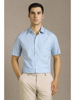 Louis Philippe - Men Light Blue Solid Half Sleeves Formal Shirt