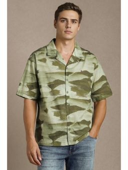 Louis Philippe - Men Olive Printed Half Sleeves Casual Shirt
