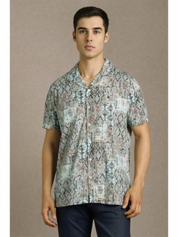 Louis Philippe - Men Light Blue Printed Half Sleeves Casual Shirt