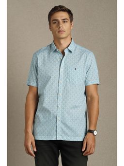 Louis Philippe - Men Light Blue Printed Half Sleeves Casual Shirt